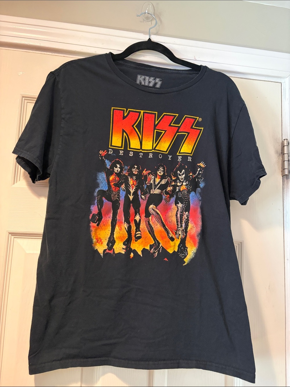 Kiss 'Destroyer' Graphic 100% Cotton T-Shirt in Black L